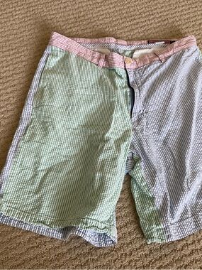 Vineyard Vines Seersucker Board Shorts in Green, Blue & Pink